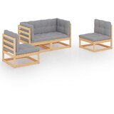 Sedežna garnitura 4-delna z blazinami trdna borovina | Shoptok.si