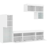  6-dijelni zidni TV elementi s LED svjetlima bijeli drveni | shoptok.hr