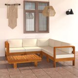  Garnitura s kremno belimi blazinami 6-delna akacijev les | Shoptok.si