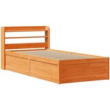 vidaXL Okvir kreveta s uzglavljem voštano smeđi 75x190 cm od borovine | shoptok.hr