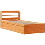 vidaXL Posteljni okvir z vzglavjem voščeno rjava 75x190 cm borovina | Shoptok.si