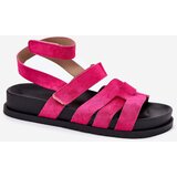 Boto Eco Suede Women's Sandals With Velcro Fuchsia Valpera | Shoptok.si