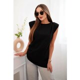 Kesi Włoski Elegant women's blouse with ruffles and asymmetrical cut black | shoptok.hr