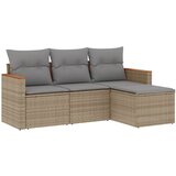  The Living Store Vrtna sedežna garnitura 4-delna z blazinami bež poli ratan - Vrtna Sedežna Garniture, (21459891) | Shoptok.si