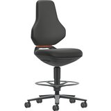 bimos Vrtljiv delovni stol TEXON, laboratorij + proizvodnja, kolesa z zaviranjem med sedenjem + nožni obroč, nastavitev višine 570 - 810 mm, črno blag | Shoptok.si