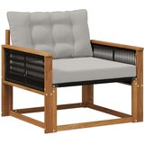  Set vanjskih sofa Čvrsto drvo akacije i Textilene Prirodna - Prirodna i svijetlo siva Crno užad | shoptok.hr