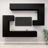  8-dijelni set TV ormarića crni od konstruiranog drva | shoptok.hr