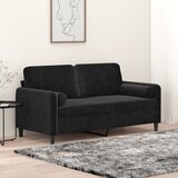 vidaXL Kavč dvosed z okrasnimi blazinami črn 140 cm žamet Cene