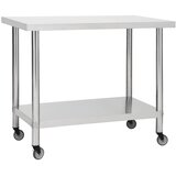  Kuhinjski radni stol s kotačima 100x45x85 cm nehrđajući čelik | shoptok.hr