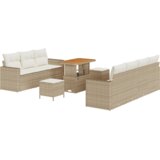 vidaXL Set sofe za vrt od 10 dijelova s jastučićima Bež Poli Ratan Acacia | shoptok.hr