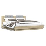 Furnova Posteljni okvir z vzglavjem sonoma hrast 200x200 cm inž. les, (21944207) | Shoptok.si