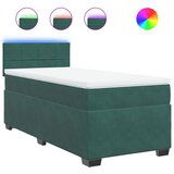 vidaXL Box spring postelja z vzmetnico temno zelena 100x200 cm žamet, (21304630) | Shoptok.si