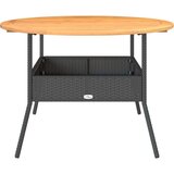  Vrtna miza z leseno mizno ploščo črna Ø110x71 cm poli ratan | Shoptok.si