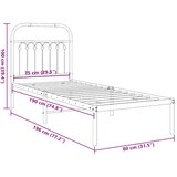  Metalni okvir krevet bez madraca s uzglavljem bijeli 75x190 cm | shoptok.hr