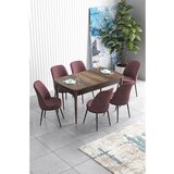 Hanah home Han - Baroque, Dusty Rose BaroqueDusty Rose Extendable Dining Table & Chairs Set (7 Pieces) | ePonuda.com