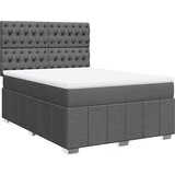vidaXL Box spring postelja z vzmetnico temno siva 140x200 cm blago, (21304356) | Shoptok.si
