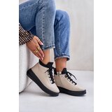 ARTIKER Lightweight Leather Sports Shoes On Platform Beige | Shoptok.si