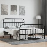 vidaXL Metalni okvir kreveta uzglavlje i podnožje crni 150x200 cm | shoptok.hr