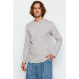 Trendyol Gray Men's Basic Regular/Regular Cut Long Sleeved 100% Cotton T-Shirt. Cene