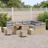  Vrtna garnitura - 12-dijelni set vrtnih sofa s jastučićima bež poli ratan akacija | shoptok.hr