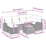  Sjedeća garnitura za vrt s jastukom 7 pcs Smeđa Poli Ratan | shoptok.hr