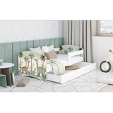 Dječji krevet LUKI DESIGN Dinosauri s ladicom 140x80 cm, bijeli, s madracem od PE pjene 8 cm | shoptok.hr