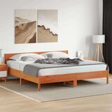  Okvir kreveta s uzglavljem voštano smeđi 200x200 cm od borovine | shoptok.hr
