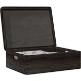 vidaXL Lesena &scaron;katla s pokrovom in ročaji črna 40x30x13 cm borovina cene