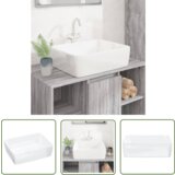 The Living Store Umivalnik bel 48x37x13 cm keramični pravokotni - Umivalnik, (21744859) Cene