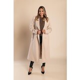 Fenzy Elegantan Dugi Kaput S Gumbima, Krem | shoptok.hr