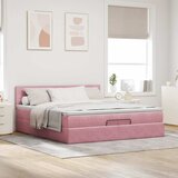  Okvir kreveta s madracima ružičasti 200x200cm baršunasti | shoptok.hr