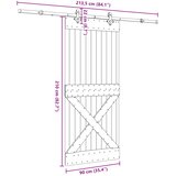  Klizna vrata NARVIK Prirodna i crna 90 x 210 cm (213,5 cm) | shoptok.hr