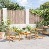 Maison Chic Vrtni stoli - Stol za vrt 2 kosa siv poli ratan in akacijev les JS1317, (21878727) | Shoptok.si