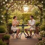 Multi Garden okrugli vrtni stol 60 cm od kaljenog stakla za vrt, terasu ili balkon, crni | shoptok.hr