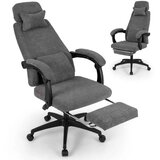  Ergonomski pisarniški stol z zložljivim naslonom za noge in nastavljivim naslonjalom, siv | Shoptok.si