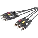 Činč AV priključni kabel [3x činč utikač - 3x činč-utikač] 10 m crn