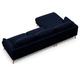 Micadoni Temno modra žametna kotna sedežna garnitura (levi kot/z ležalnikom) Naomi – | Shoptok.si