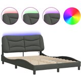Maison Chic Posteljni okvir - Dvoposteljna postelja - Zakonska postelja z LED brez vzmetnice temno siv 140x200 cm, (21695023) Cene