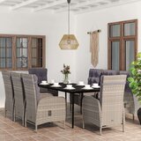  9-dijelni vrtni blagovaonski set s jastucima sivo-crni | shoptok.hr