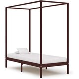  Posteljni okvir z baldahinom temno rjav iz borovine 100x200 cm | Shoptok.si