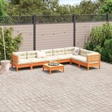  8-dijelni set vrtnih sofa s jastucima voštano smeđi od borovine | Eponuda.com
