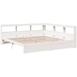  Knjižna postelja brez vzmetnice bela 200x200 cm trdna borovina | Shoptok.si
