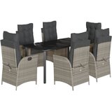  7-dijelni vrtni blagovaonski set od poliratana s jastucima sivi Siva 160 x 80 x 74 cm | shoptok.hr