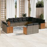 Maison Chic Seti vrtnega pohištva - Vrtna garnitura - Vrtni pohištvo set 13-delna z blazinami siv poli ratan, (21809204) | Shoptok.si