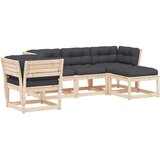  The Living Store Vrtna sedežna garnitura 5-delna z blazinami trdna borovina - Vrtna Sedežna Garnitura, (21451636) | Shoptok.si