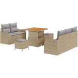  Vrtna garnitura - 8-dijelni set vrtnih sofa s jastučićima Bež Poli ratan Akacija 2-sjedna vrtna sofa s jastučićima Bež Poli rat | shoptok.hr