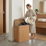 ModernHome košara za rublje od bambusa 100l s 2 pretinca i poklopcem | shoptok.hr