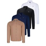 Dewberry QUAD SET G674 MENS SHIRT-BLACK-WHITE-NAVY BLUE-CAMEL Cijene