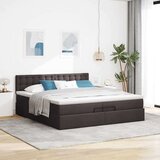 vidaXL Otomanski posteljni okvir z vzmetnico temno rjava 200x200 cm, (21670758) | Shoptok.si