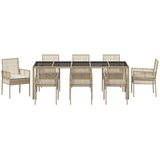  Vrtni set za objed 9 kom. Bež poliratan 250 x 100 x 75 cm | shoptok.hr